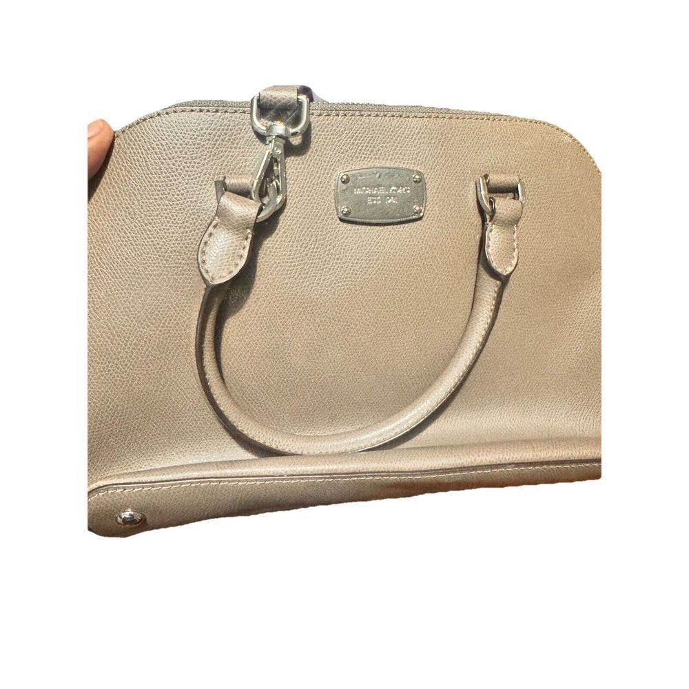 Michael Kors Satchel Dome Handbag Purse Taupe Leather Designer Bag